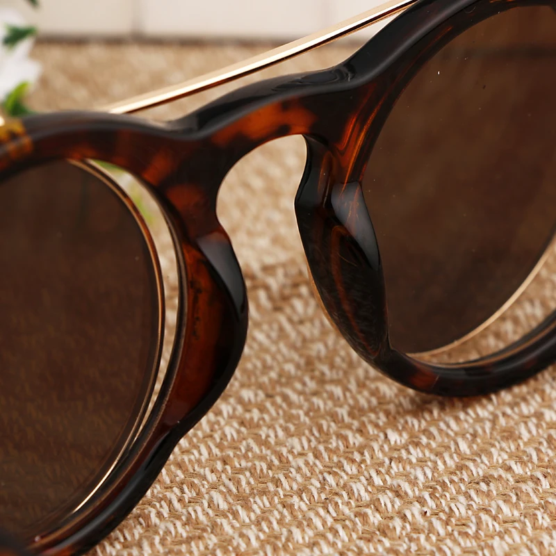 Красивые модные круглые солнцезащитные очки в стиле стимпанк женские ретро