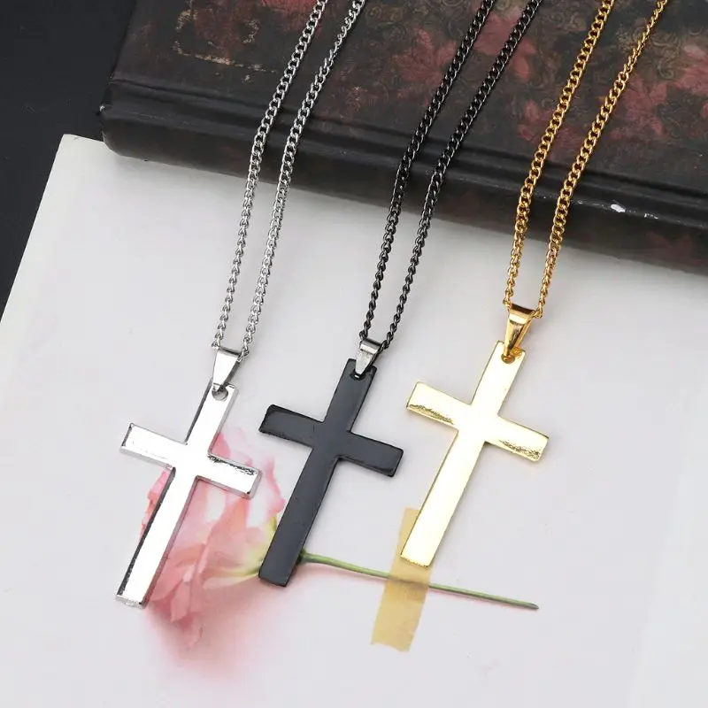 

Simple Cross with Lord's Prayer Inscription Pendant Necklaces Fashion Jewelry
