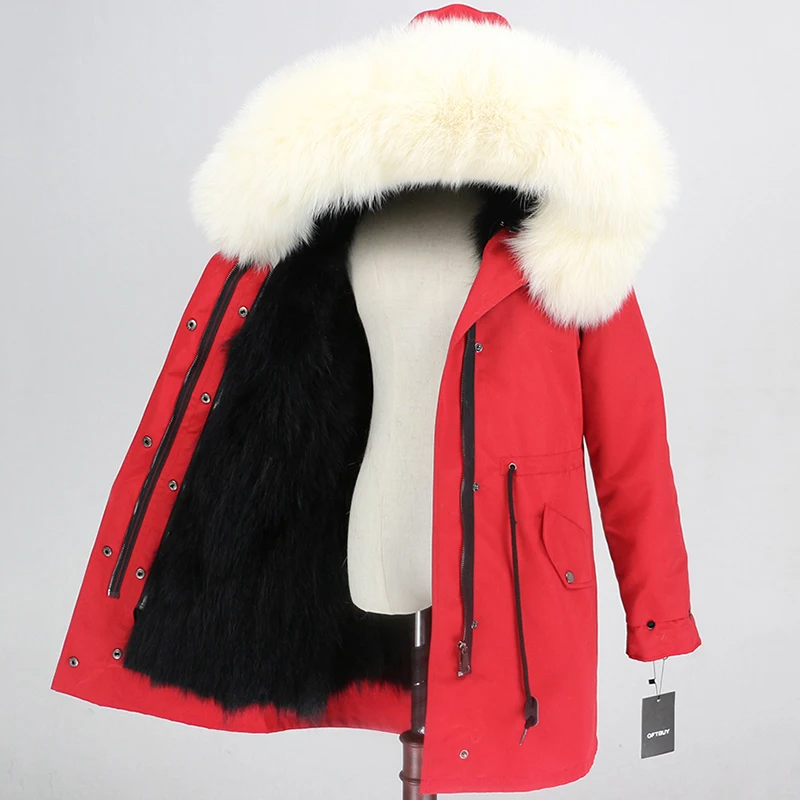 OFTBUY пальто с натуральным мехом, зимняя куртка для женщин, натуральный Лисий мех, водонепроницаемая парка, съемная верхняя одежда, Толстая теплая уличная одежда, бренд