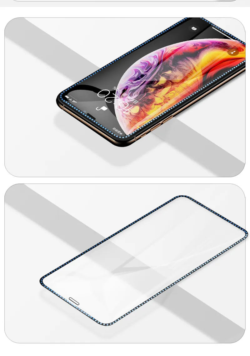 Алмазный протектор экрана стекло для iphone Xs Max Xr покрытие Полное покрытие экрана защитное закаленное стекло на iphone X Xs - Цвет: Blue Diamond