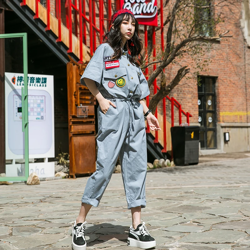 Хлопковый женский комбинезон с завышенной талией модные однотонные комбинезоны