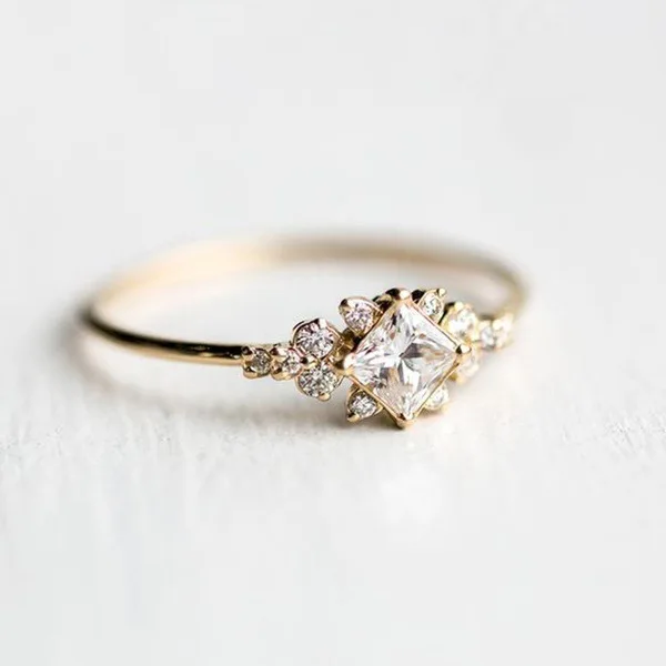 WKOUD Alloy Rhinestone ladies engagement ring gold silver color for women classic fashion lady jewelry | Украшения и аксессуары