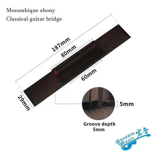 EBONY CL BRIDGE Универсальная Классическая гитара Замена моста части Мадагаскар палисандр/курица-wingwood/Mozambique Ebony Аксессуары для гитары - Цвет: EBONY CL BRIDGE