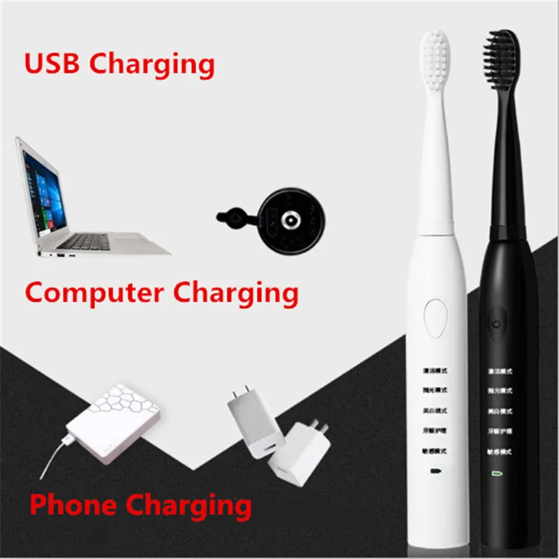 Детская электрическая зубная щетка USB аккумуляторная Водонепроницаемая с