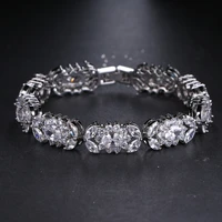 elegant pure clear rhinestone cz women bracelets bangles pulseiras feminina for anniversary gifts brilliant charm bracelet b 007
