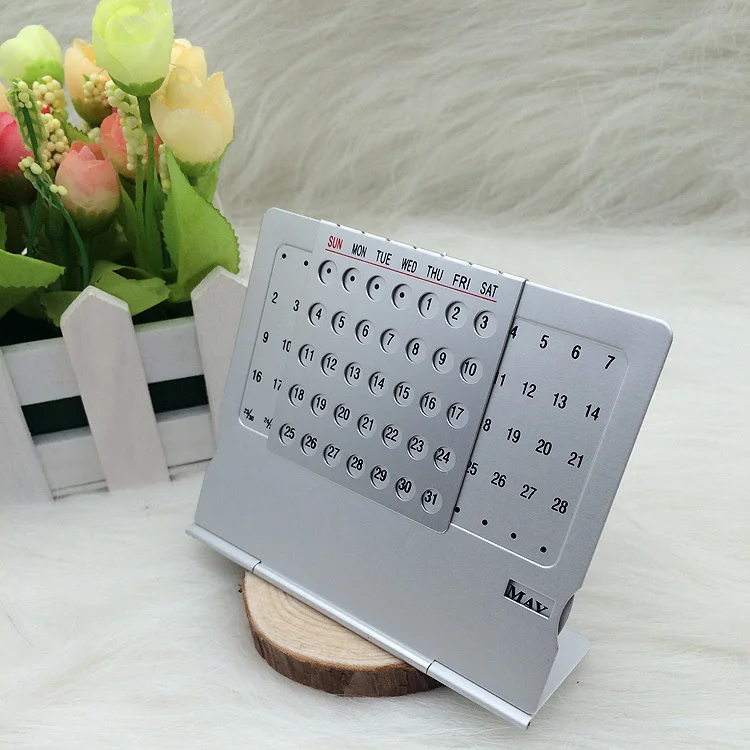 Вечный Календари мини алюминиевый сплав Стенд Настольные календари Office для
