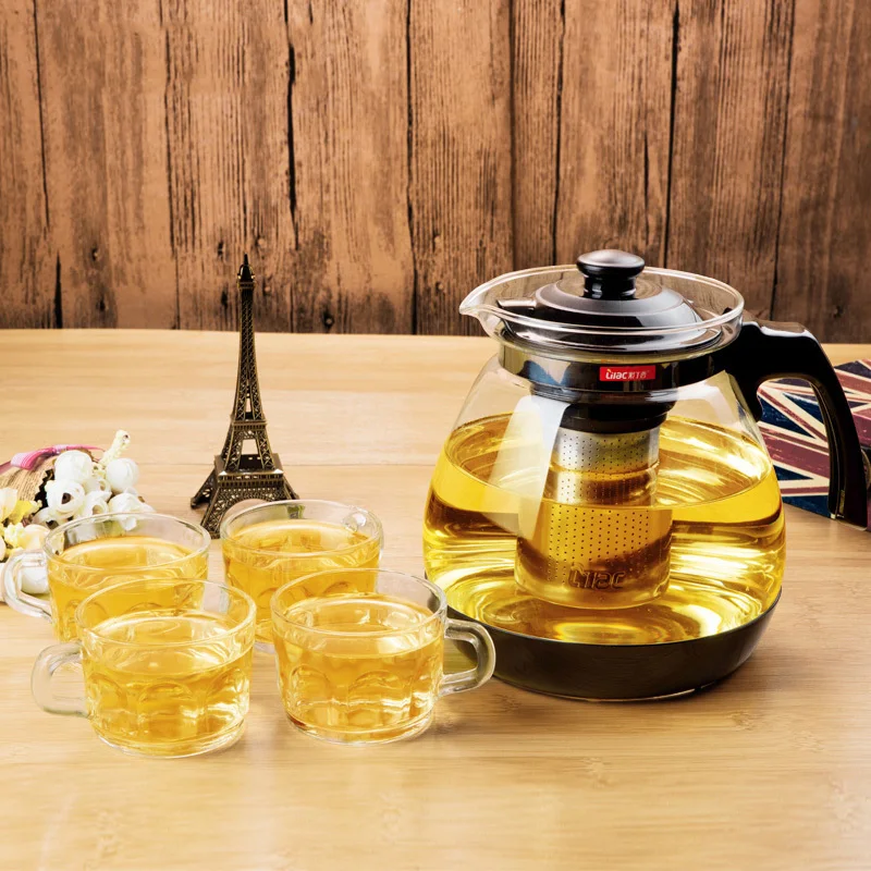 

GFHGSD 1.6L/2.3L Teapot Fashion Glass Teapot Pro Design for Tea Flower with Removable Steel Infuser Filter Premium Tea Kettle