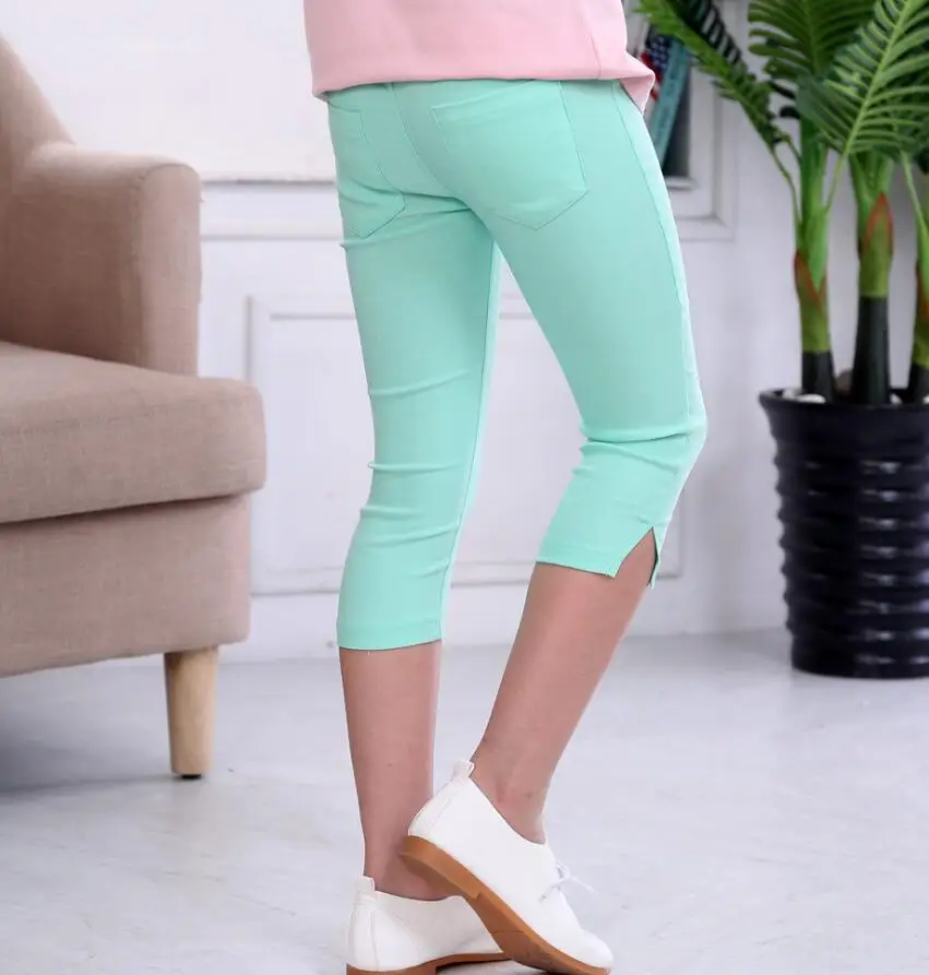 light green Брюки для девочек детские летние штаны детская верхняя одежда От 3 до 11 лет Хлопковые Штаны для активного отдыха для девочек леггинсы для школы, одежда для девочек узкие брюки - Цвет: light green
