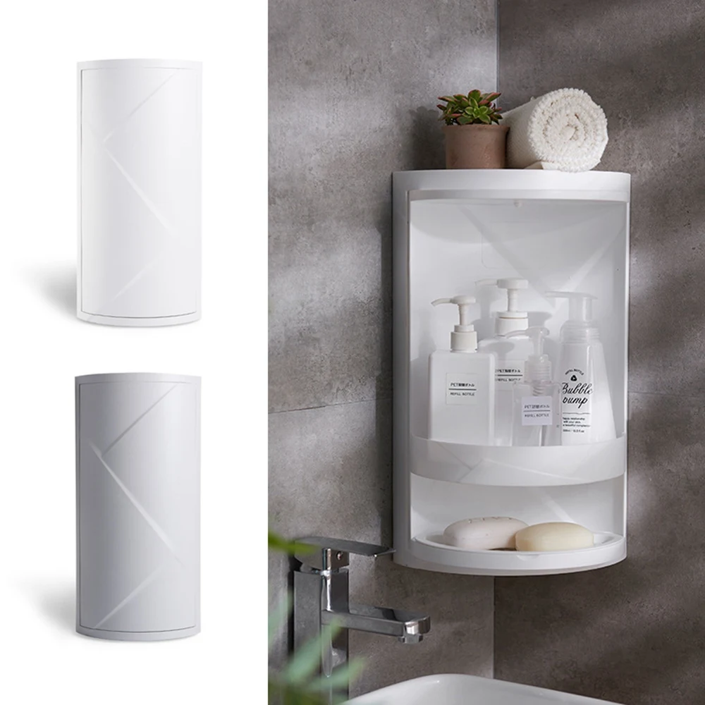 Угловая полка для ванной комнаты вращающаяся на 360 градусов трехугловая кухонная