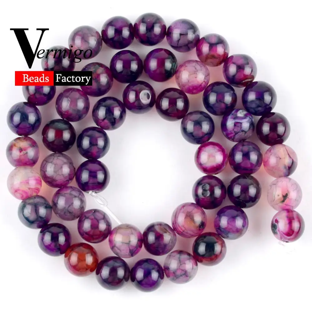 Оптовая продажа бусины из натурального камня фуксия зеленая линия круглые Агаты