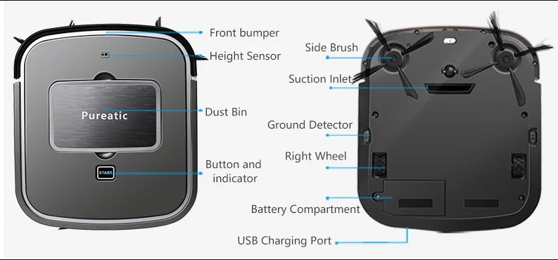 High Quality Vacuum Cleaner Robot Low Noise Slim Design Cordless Vacuum Cleaner Sweeper Automatic Floor Cleaner Strong Sweeping