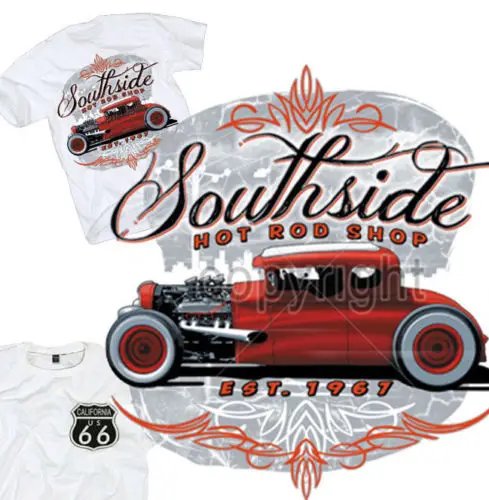 Футболка мужская рокабилли Old Skool S Xl тенниска на заказ в винтажном стиле Route 66