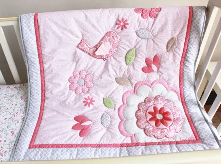 Хлопковый детский бампер с вышивкой 7 шт. детская кроватка Комплект постельного