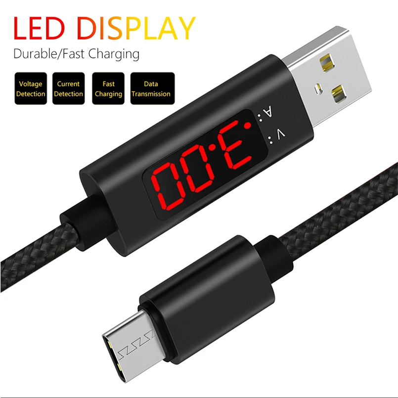 ASINA Напряжение Ток дисплей Быстрая зарядка кабель для Android Micro USB нейлоновый
