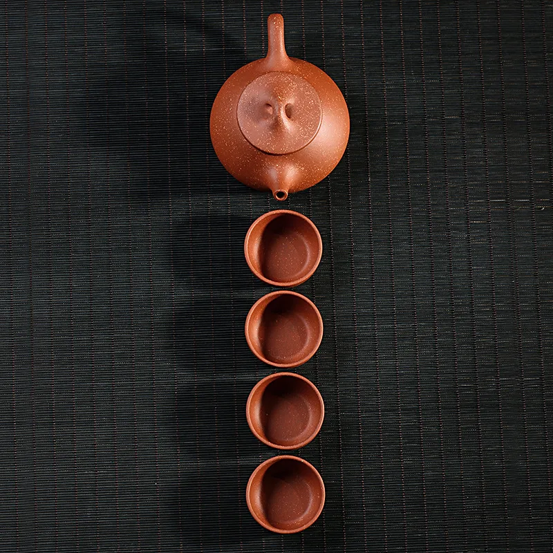 

Dragon Blood Mud Stone Scoop Pot Yixing Purply Clay Teapot Chinese Kongfu Tea Pots with 4 cups