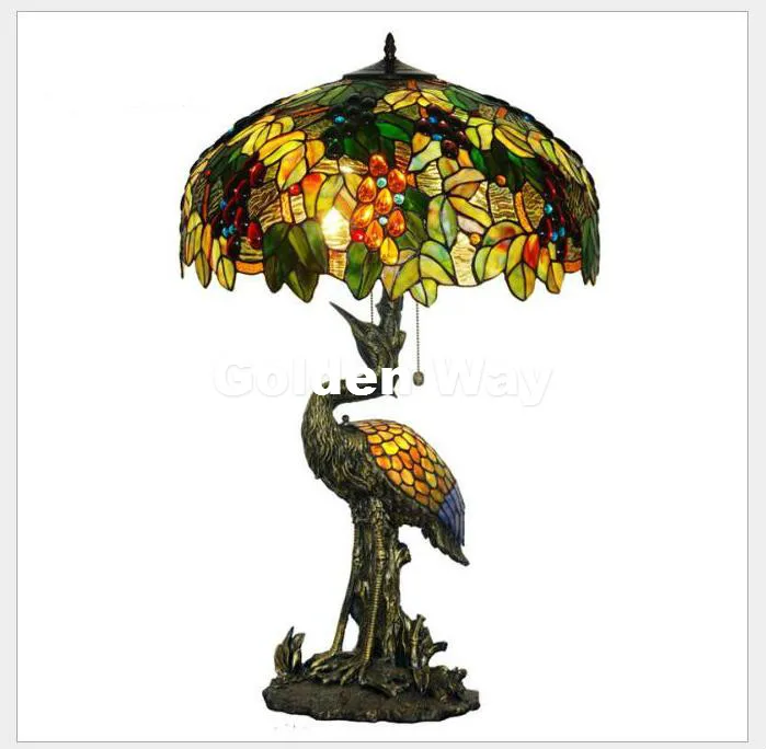 B Design D51cm Новое поступление Тиффани Настольные лампы d51cm h86cm Роскошный старинный сад E27 прикроватной тумбочке Лампы для мотоциклов Гостиная украшения Спальня настольная лампа - Цвет абажура: B Design D51cm