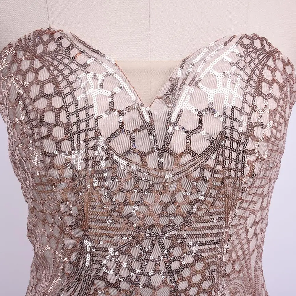 Vestido de festa Роскошные Длинные платья Robe soiree Шампанское Блестки без бретелек