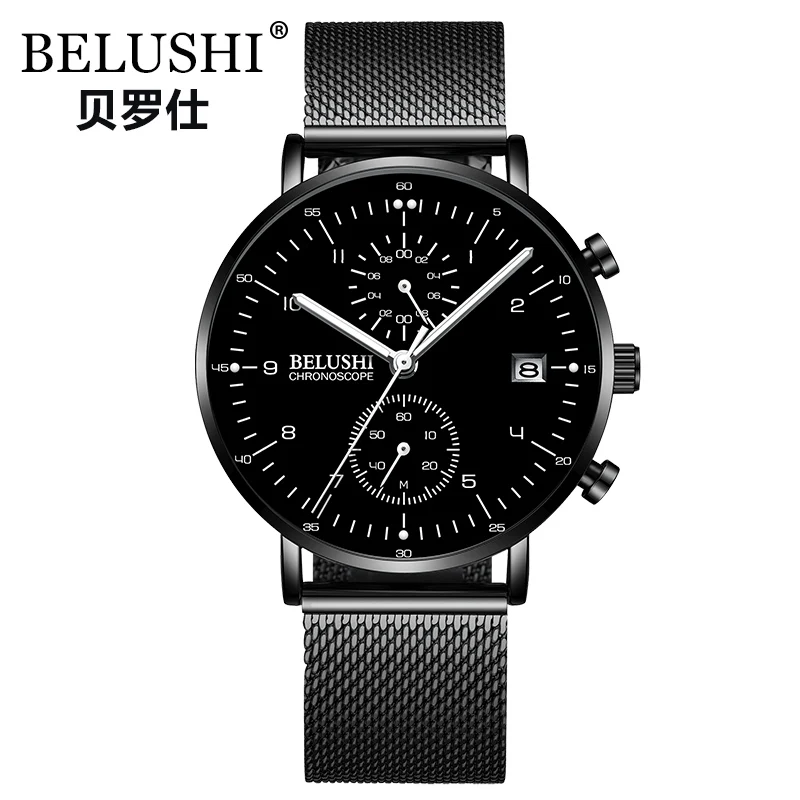 

BELUSHI Top Brand Men's Watches Quartz Chronograph Sports Wristwatch Small Dials Working Calendar Men Watch Gifts montre homme