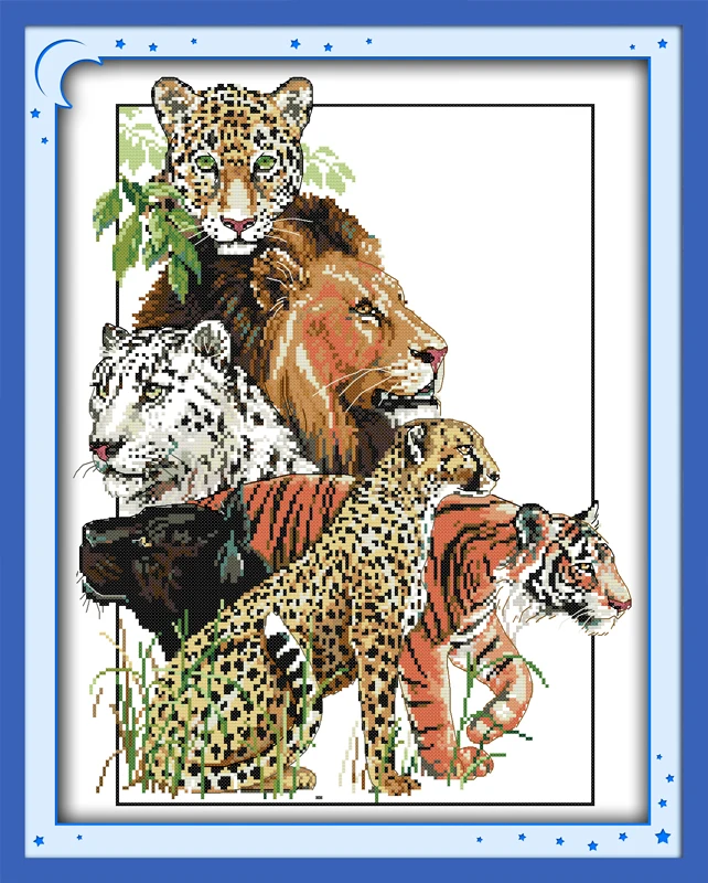

Beasts picture cross stitch kit 14ct 11ct pre stamped canvas cross stitching animal lover embroidery DIY handmade needlework