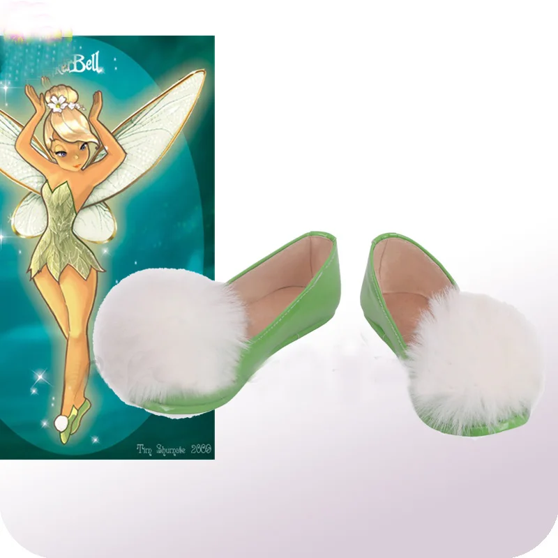 Tinker Bell Tinkerbell/Зеленые ботинки для косплея; карнавальный костюм на Хэллоуин; аксессуары