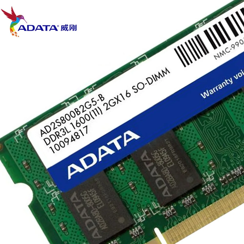 Память ноутбука AData DDR3L 2 Гб 1600 МГц 2RX8 PC3 12800 DDR3 ноутбук RAM SO DIMM 1333 10600 2G 204
