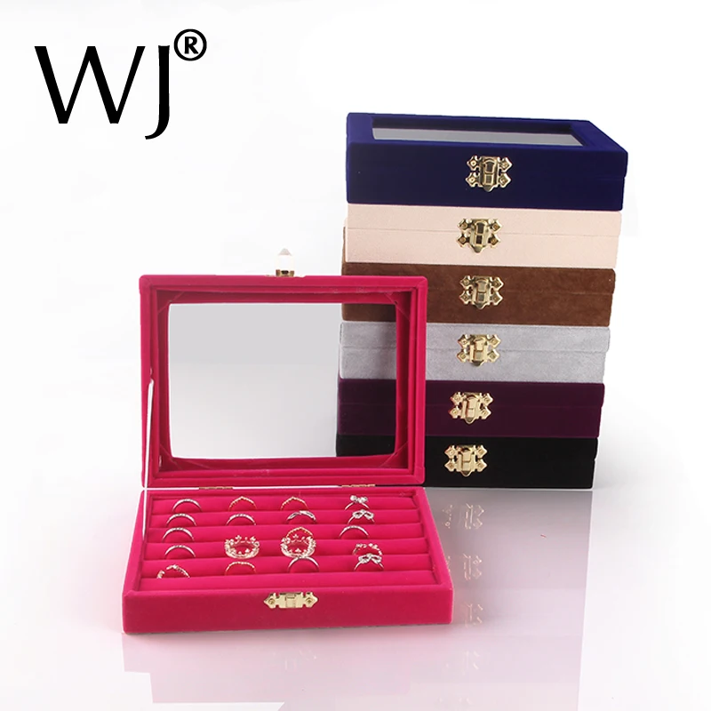 Стеклянное кольцо крышки Ювелирные изделия демонстрационный ящик для хранения