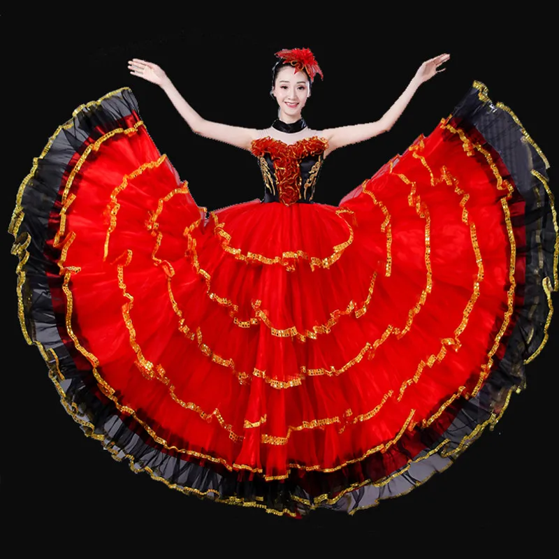 Женский костюм фламенко красный для испанского Фламенго|Фламенко| |