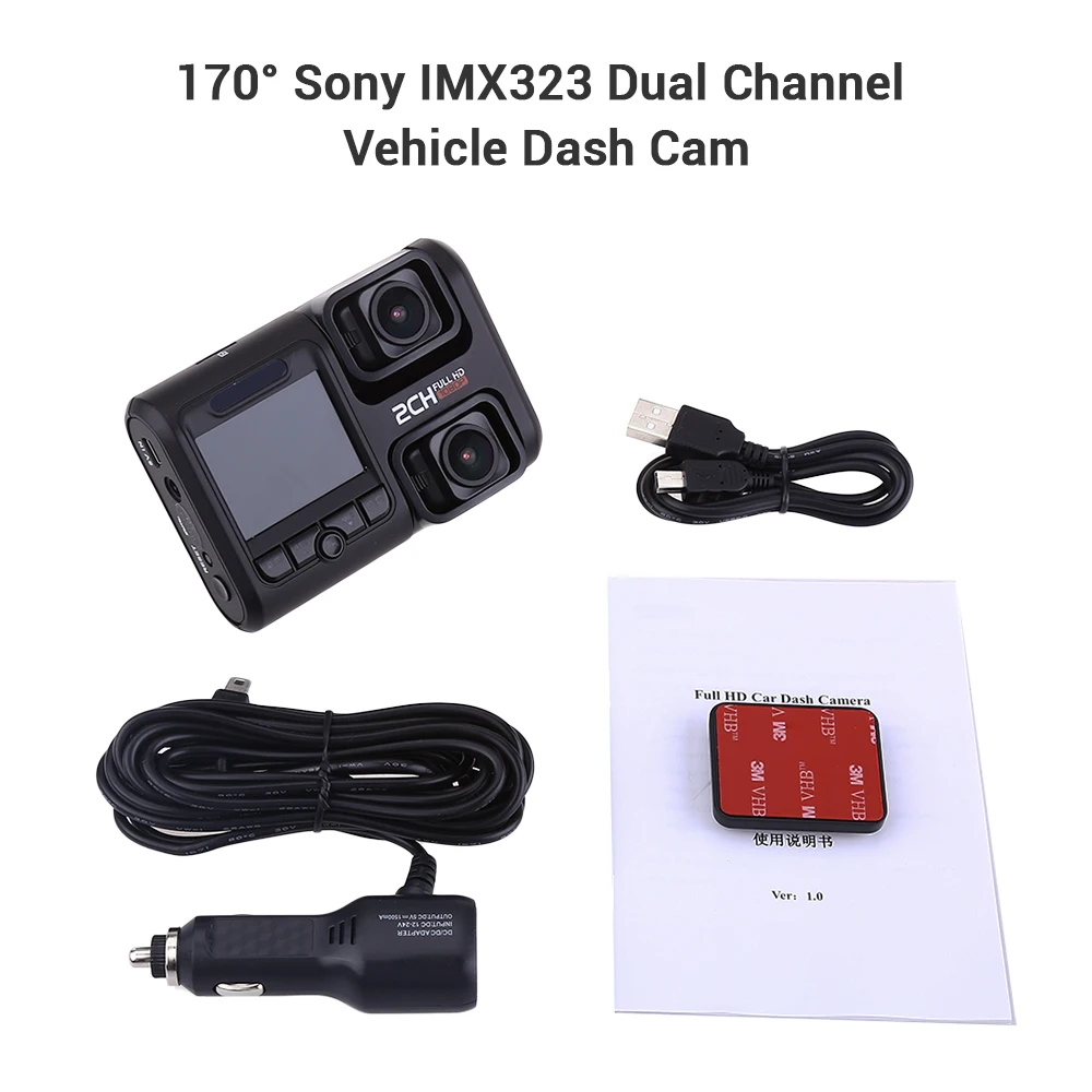 2019 новый автомобильный dvr камера HD 1080 P 2 0 дюймов ЖК-дисплей сдвоенный Объектив sony