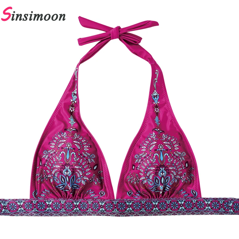 Sexy Women's Ethnic Style Floral Print Bandage Belt Bikini Push-up Padded Bra Vintage Swimsuit Bathing Suit Swimwear Beachwear |