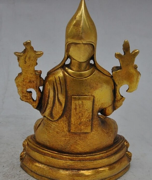 zhan1105++6&quot tibetan buddhism fane joss bronze gilt Zongkapa Tsongkhapa Buddha god statue |