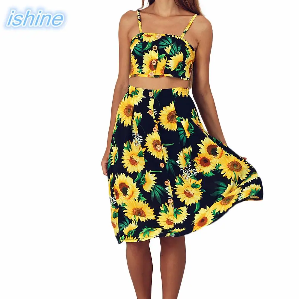 2018 летний модный сексуальный женский костюм на тонких бретельках комплект из