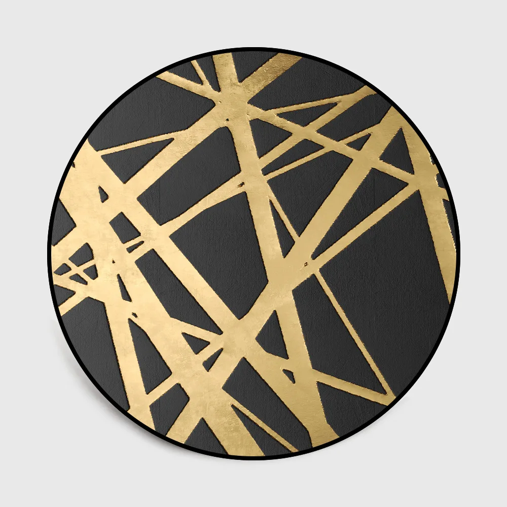 

3D colored starry sky Fashion rug Europe Golden cross lines Hanging basket Round carpet Non-slip mat velvet printing floor mat