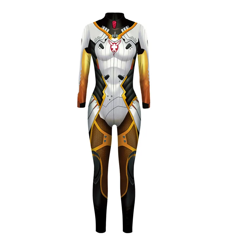 Высокое качество Косплей Overwatch DVA костюм спандекс полиэстер Zentai боди Женский полный тело Хэллоуин костюм C13301