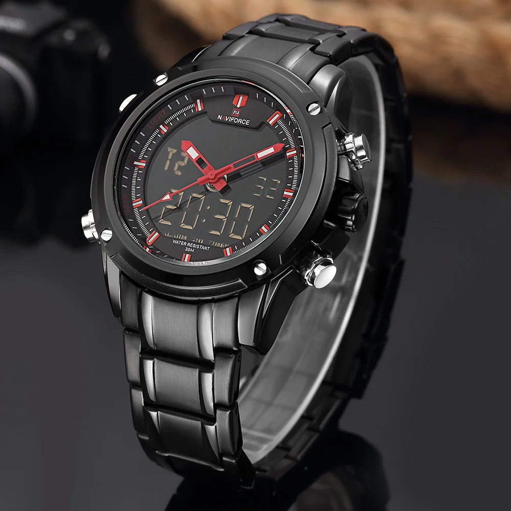 Часы NAVIFORCE мужские армейские спортивные аналоговые кварцевые со стальным