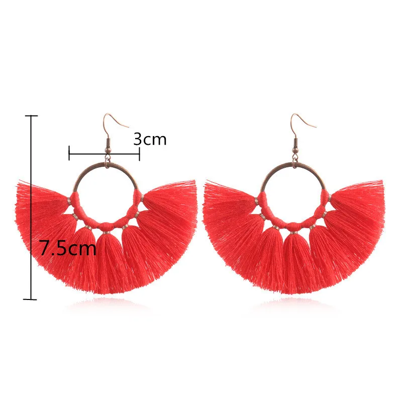 Богемные круглые висячие серьги ручной работы для женщин винтажные драгоценные