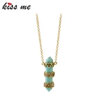 Ожерелья и подвески KISS ME с черным и зеленым камнем, трендовая бижутерия известного бренда, длинное ожерелье