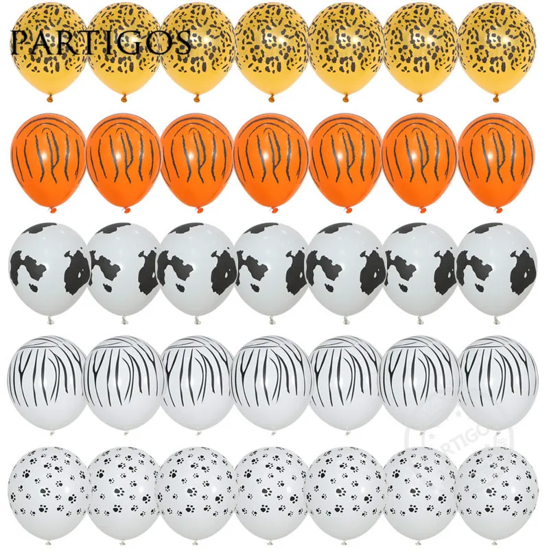 

10pcs/lot 12inch 3.2g Animal Latex Balloons tiger zebra dog leopard birthday theme party balls helium inflatable globos kid gift