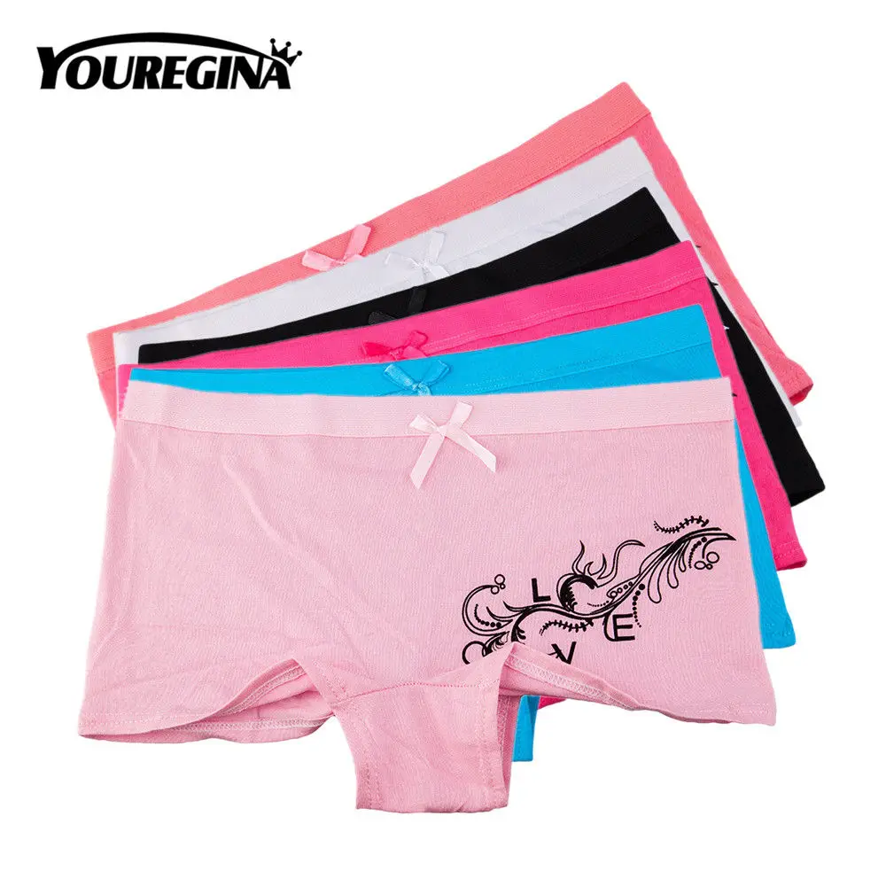 YOUREGINA/женское однотонное нижнее белье с бантиком и принтом хлопковые трусы
