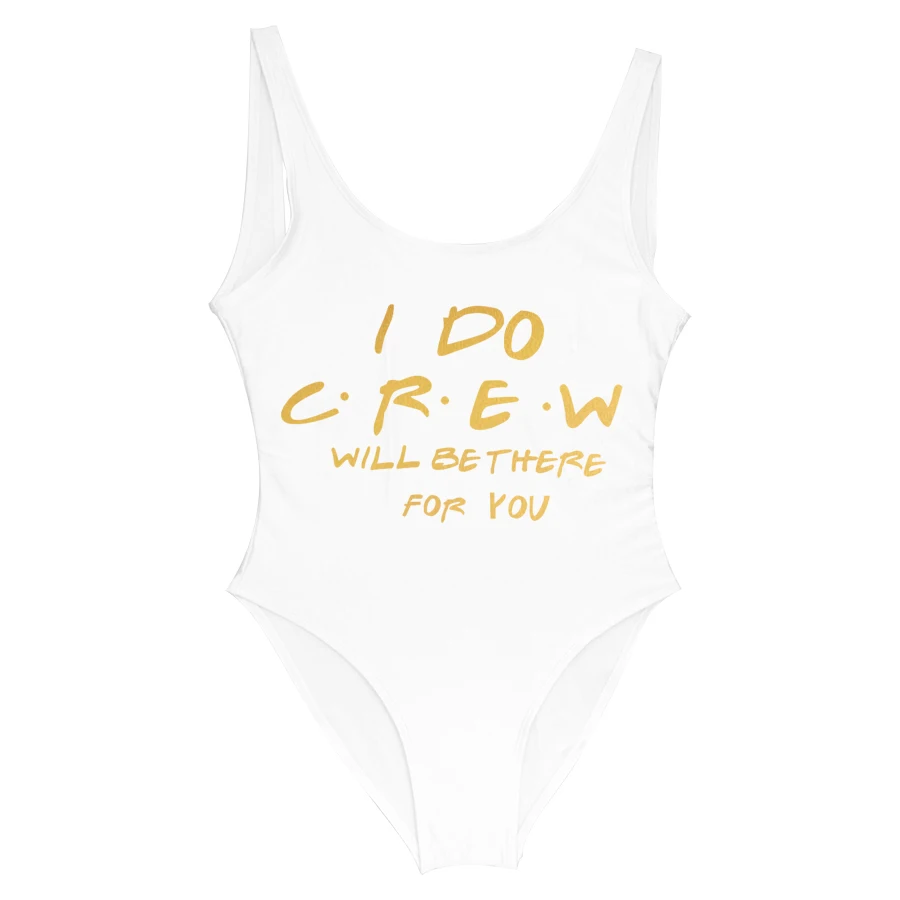 I DO Crew White Золотой набивной невесты "I DO Crew" пляжная одежда невесты Цельный купальник Maillots de bain femmes боди подкладка бикини - Цвет: I DO Crew White