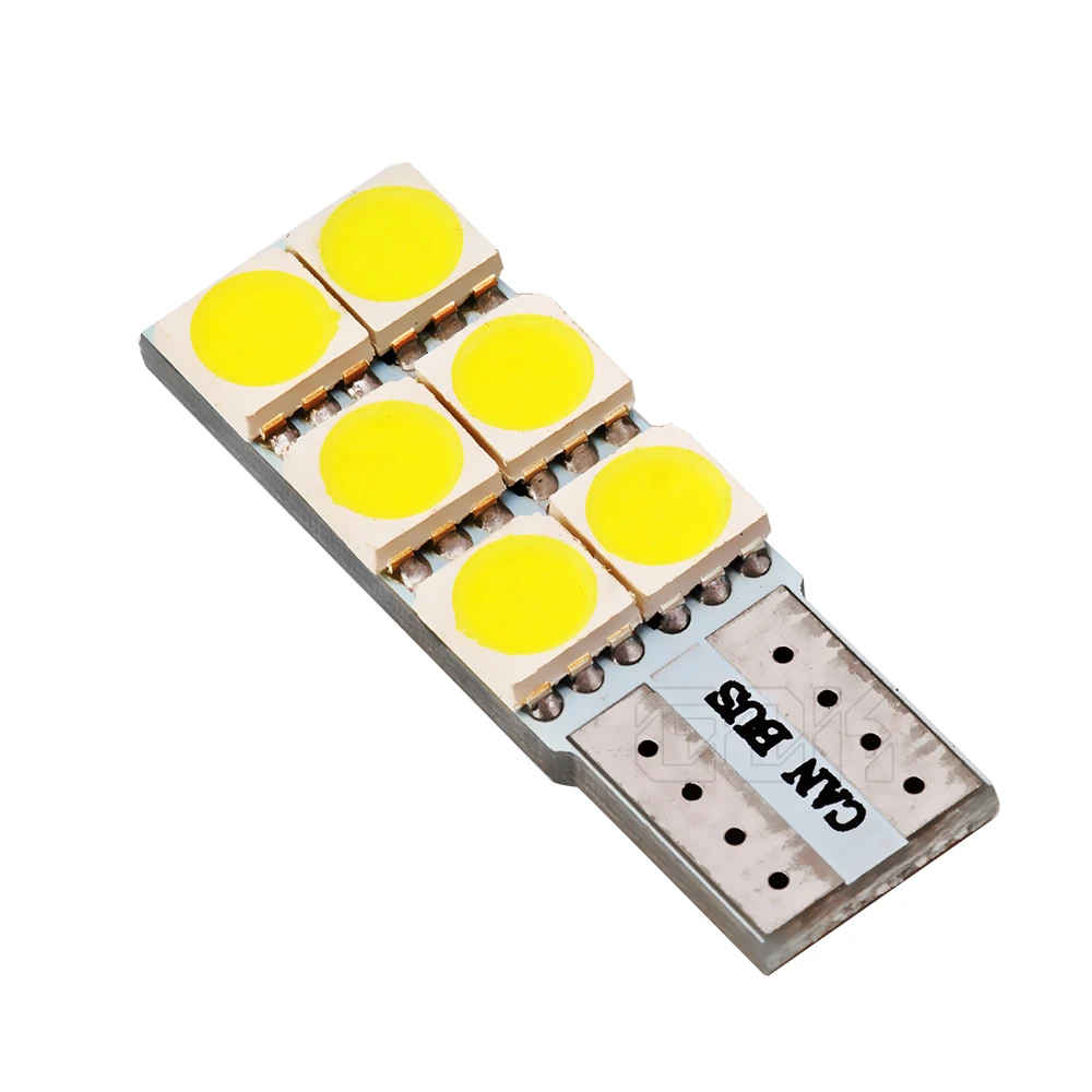 Оптовая продажа Автомобильные светодиодные лампы 100 шт./лот T10 6smd 5050 led w5w LED canbus