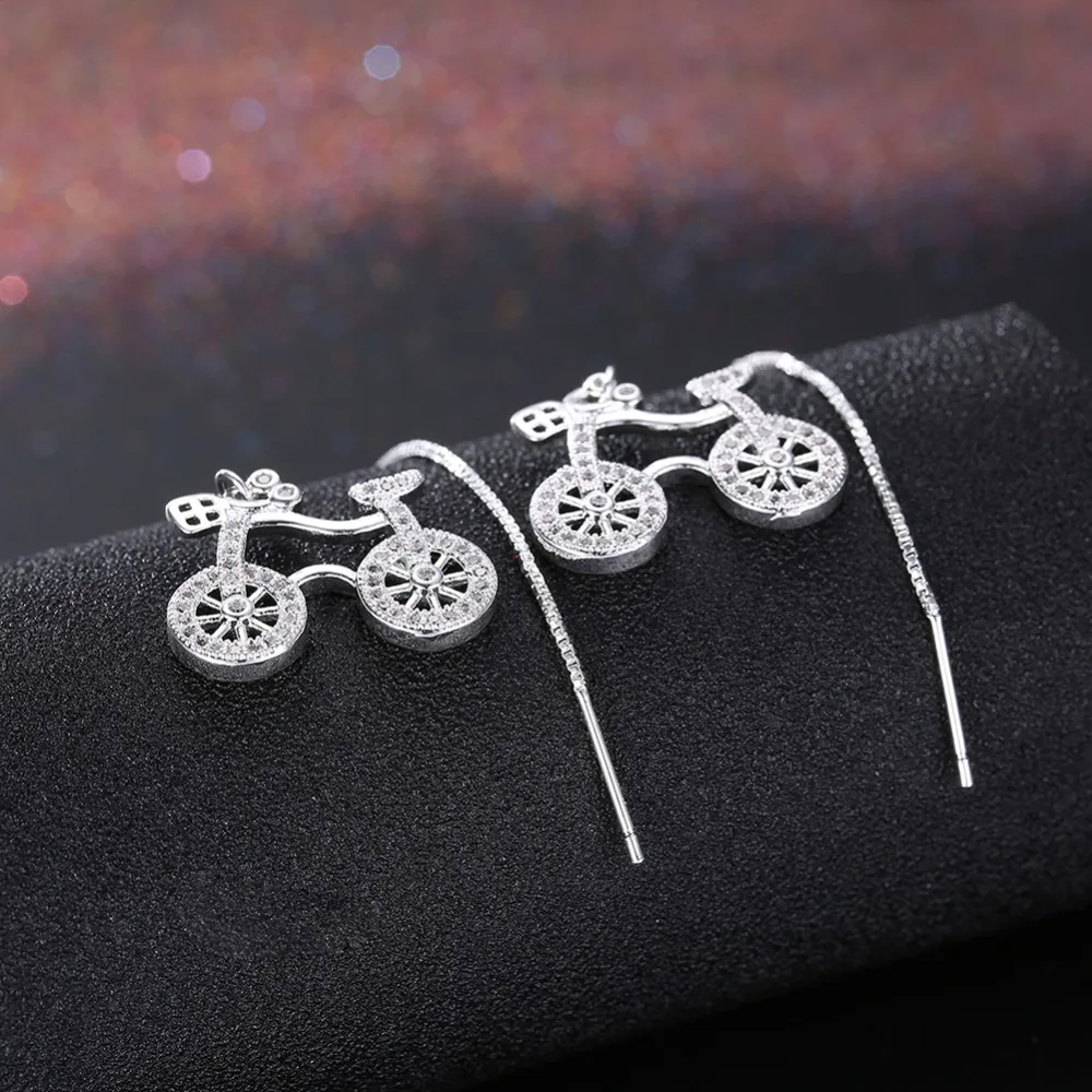 2017 Fashion Hot Sale silver Long Ear Line Earrings Sliver Color Bike Shape Design Pendant Dangle | Украшения и аксессуары