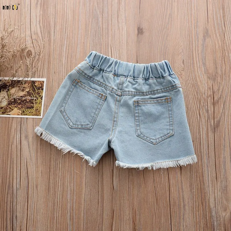 Повседневные джинсовые шорты для девочек летние хлопковые детские джинсы с