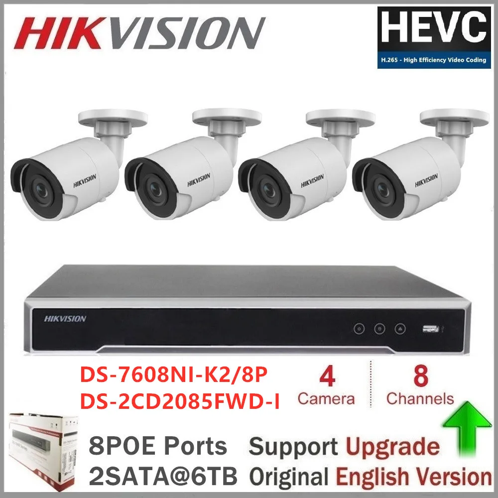 

Комплект камер видеонаблюдения Hikvision, Встроенный сетевой адаптер Plug & Play 4K NVR + 8 МП (4K), камера с фиксированной цилиндрической памятью, подходи...