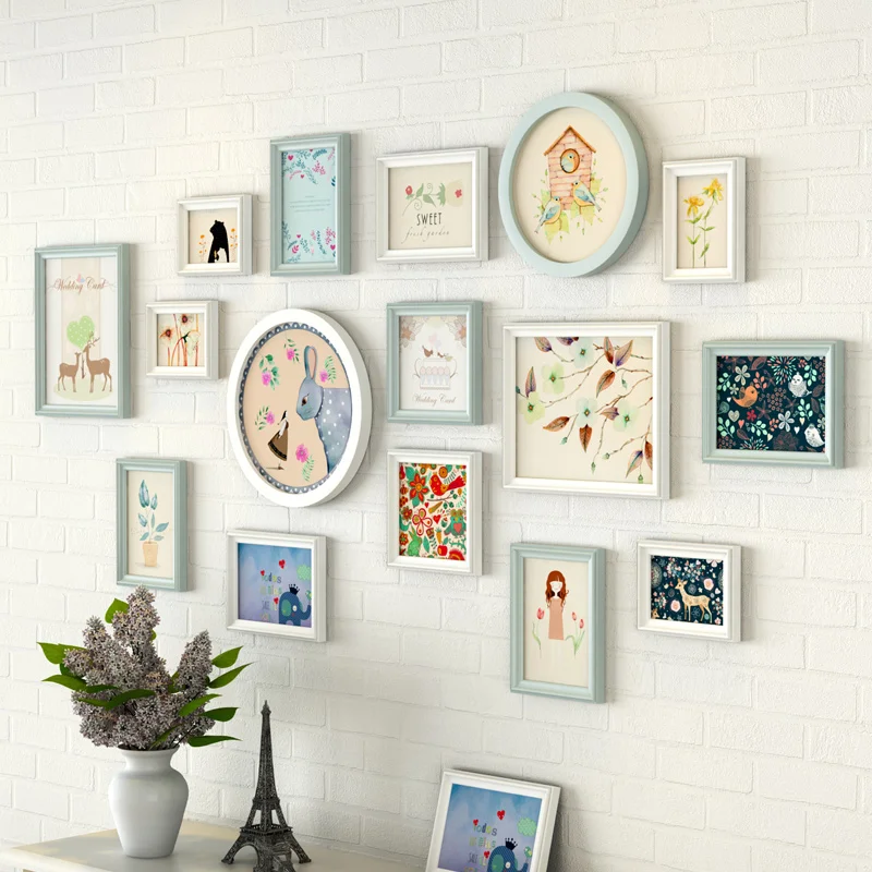 16 шт. набор разноцветных деревянных рам для украшения стен дома современные