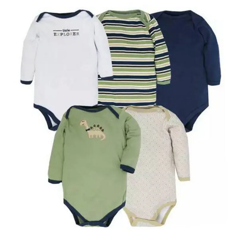 New Baby Bodysuits 5PCS / LOT хлопка Мягкие младенца Девочки Мальчики Одежда с длинным рукавом Дети Комбинезон Новорожденный Body Next Комбинезоны