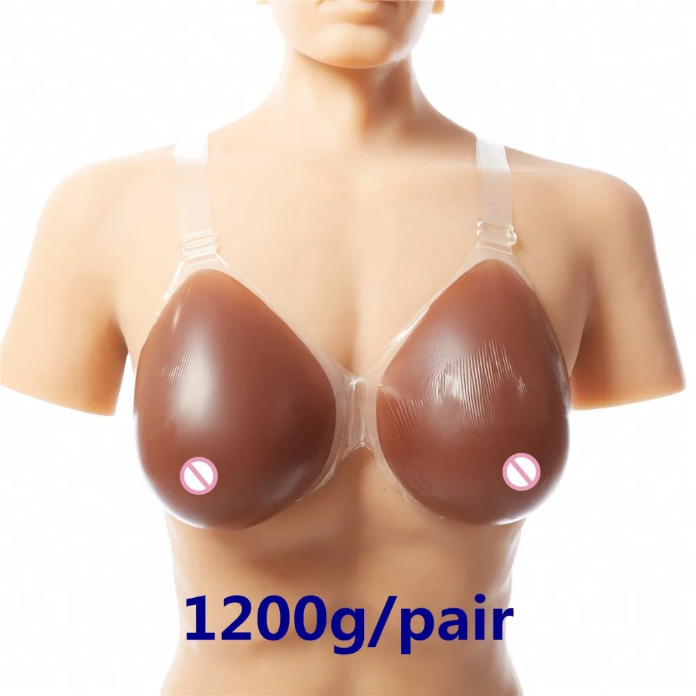 Men Silicone Breast  Form 1200g/pair Fake Breast Boobs Artificial Breast With Silicone Shoulder Strap