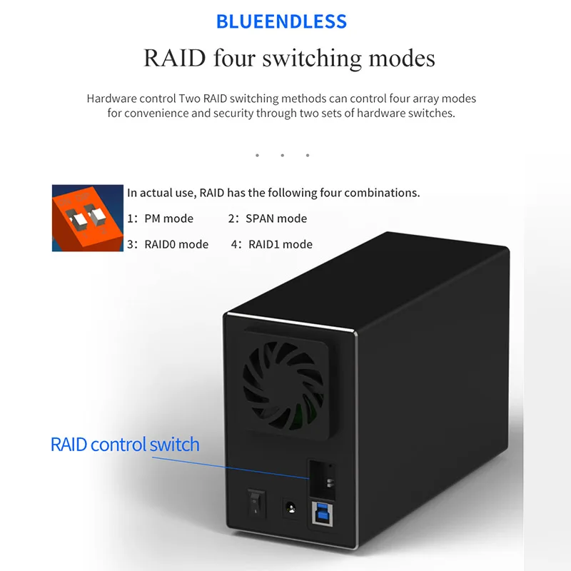 Blueendless 3 5 дюймовый жесткий диск Raid Dual Bay корпус для жесткого диска автоматическая