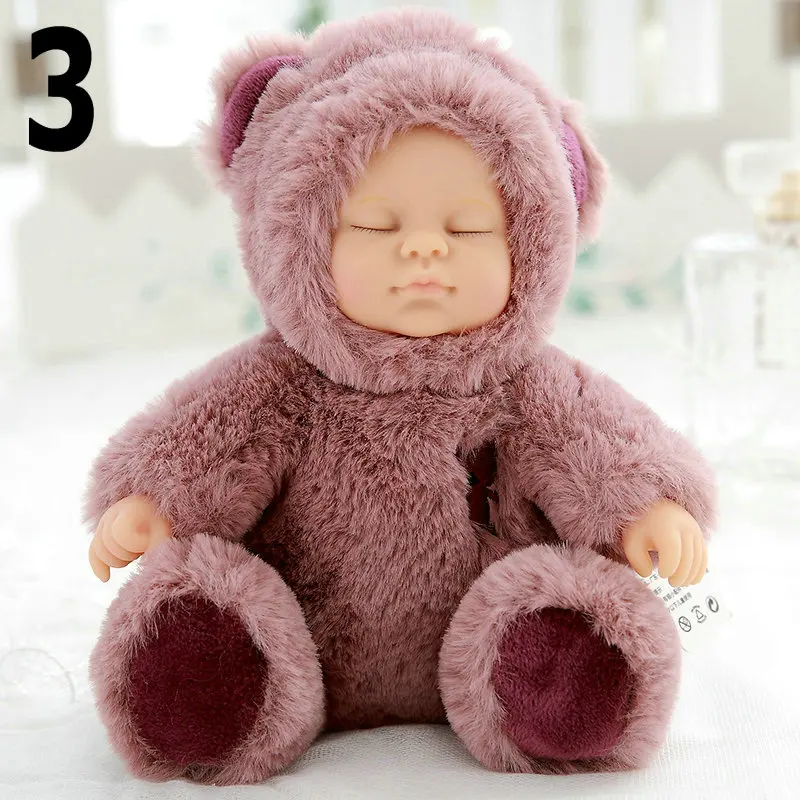3 17 см Кукла reborn baby силиконовая кукла Спящая Кукла reborn Младенцы доводчик медведь панда розовый белый детские игрушки Рождественский подарок для детей - Цвет: 3