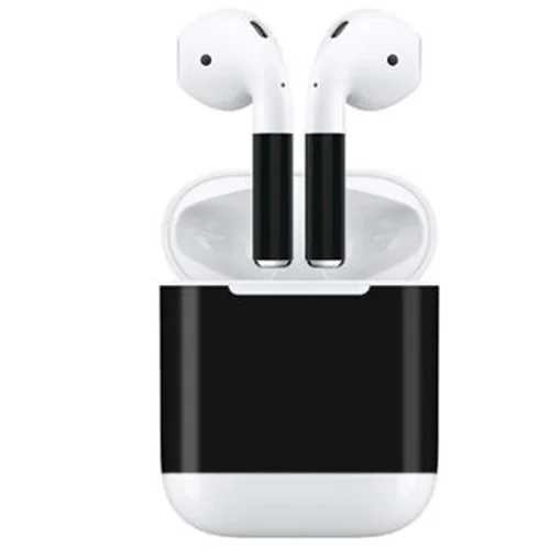 Набор аксессуаров для Apple AirPods Защитная Наклейка для кожи и анти-потерянный ремешок и ушной крючок для Airpods Bluetooth беспроводной наушник - Цвет: Black
