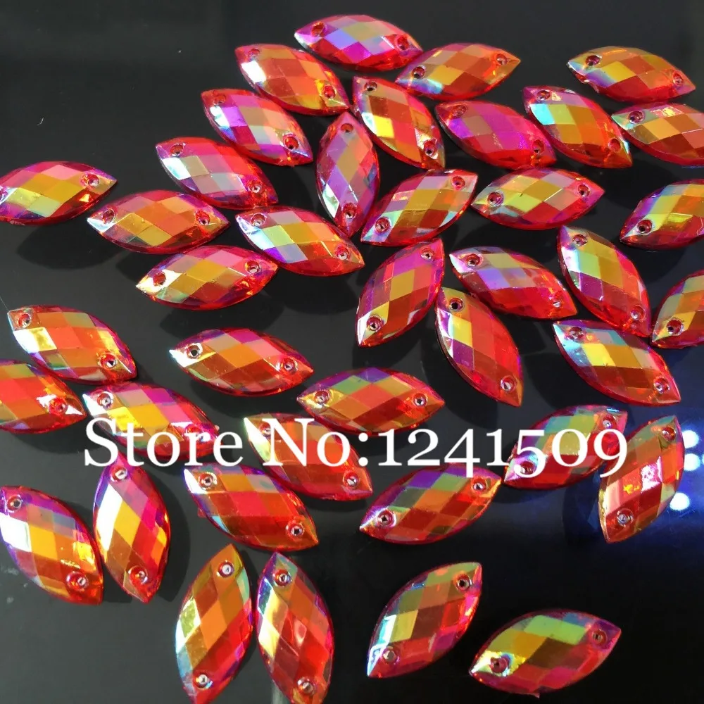 50Pcs/100Pcs/200Pcs Marquise Acrylic Rhinestones 15*7mm Sew Garment Hairwear Hat Dance Costumes Bag Shoes Jewelry Toy Accessory | Дом и сад
